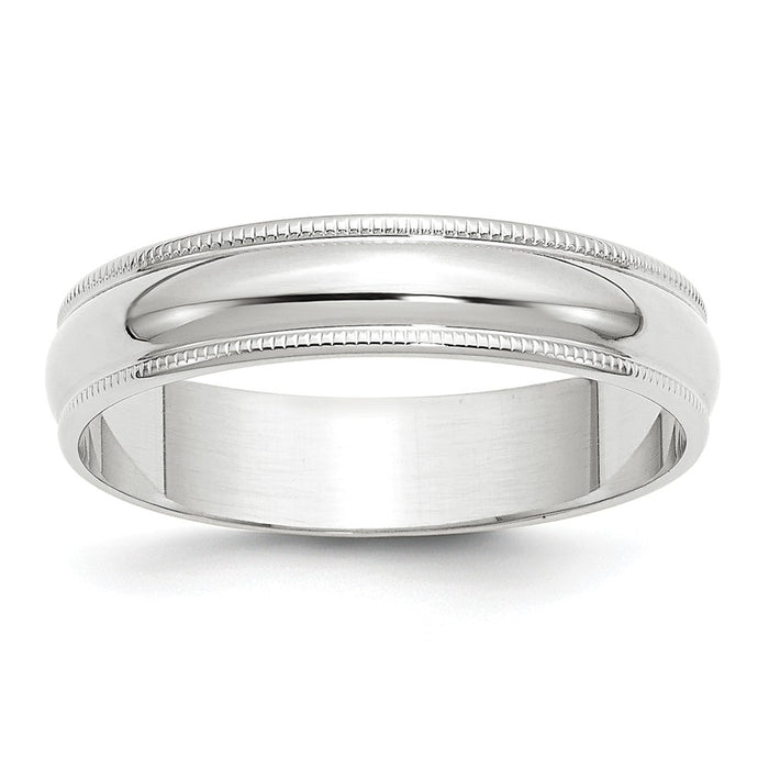 10k White Gold 5mm LTW Milgrain Half Round Wedding Band Size 12