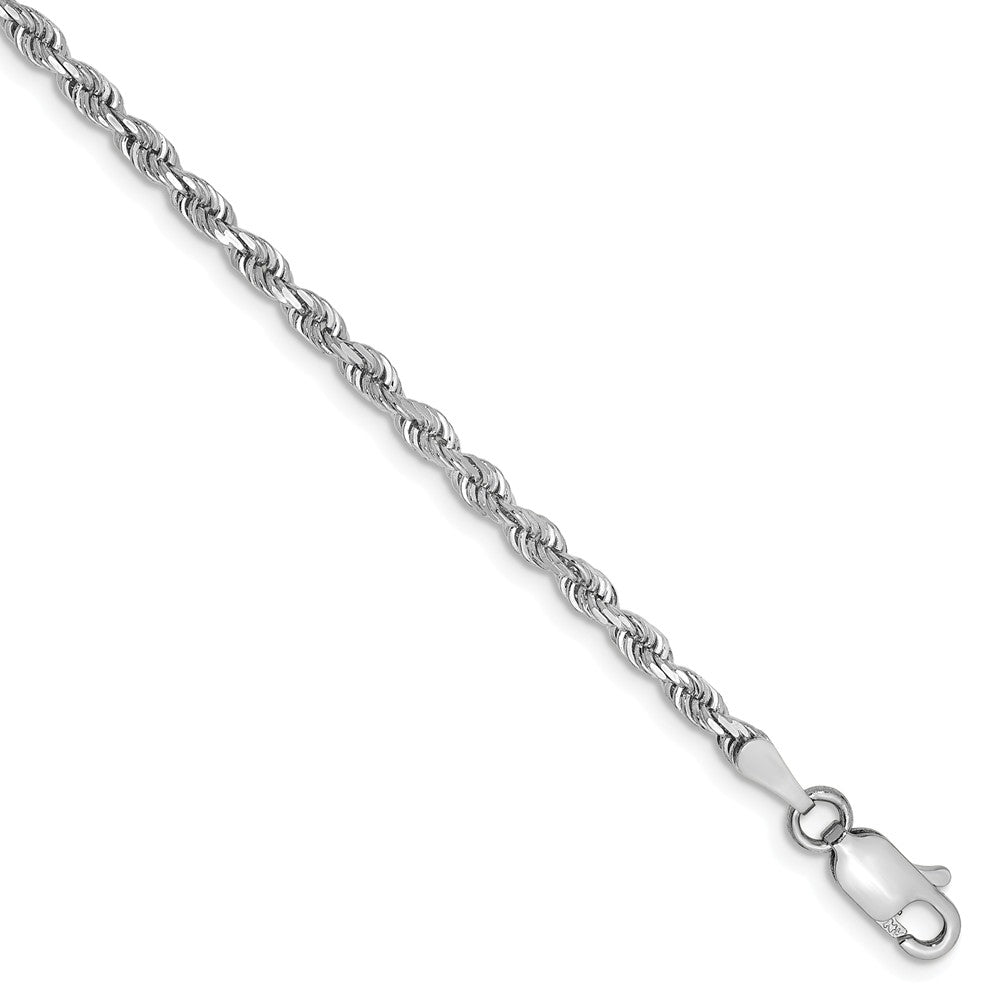 Million Charms 14k White Gold 2.75mm Diamond-Cut Quadruple Rope Chain, Chain Length: 8 inches