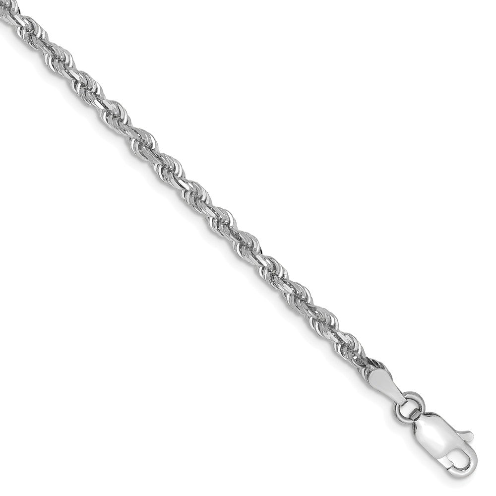 Million Charms 14k White Gold 3.0mm Diamond-Cut Quadruple Rope Chain, Chain Length: 9 inches