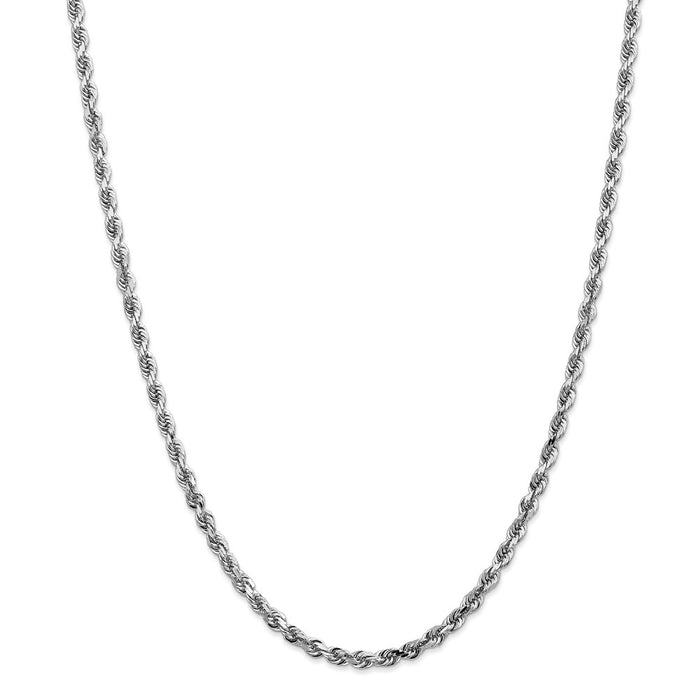 Million Charms 14k White Gold, Necklace Chain, 4mm Diamond-Cut Quadruple Rope Chain, Chain Length: 24 inches