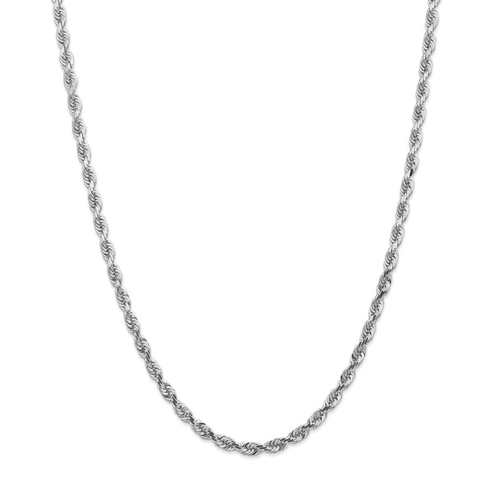 Million Charms 14k White Gold, Necklace Chain, 4.5mm Diamond-Cut Quadruple Rope Chain, Chain Length: 24 inches