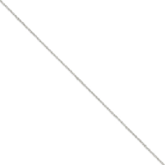 Million Charms 14K White Gold 1.7mm Ropa Anklet, Chain Length: 9 inches