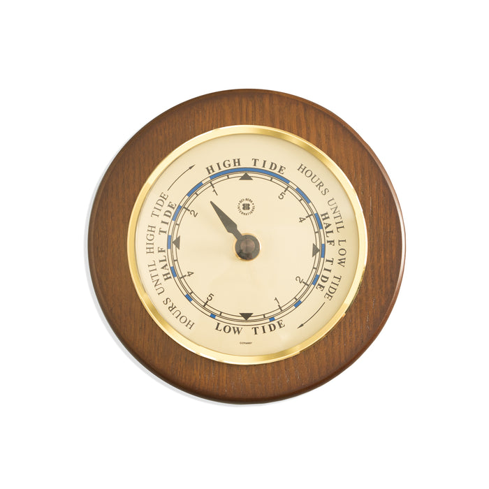 Occasion Gallery Cherry Wood Color Tide Clock on 5" Cherry Wood with Brass Bezel. 5.35 L x 1.75 W x  H in.