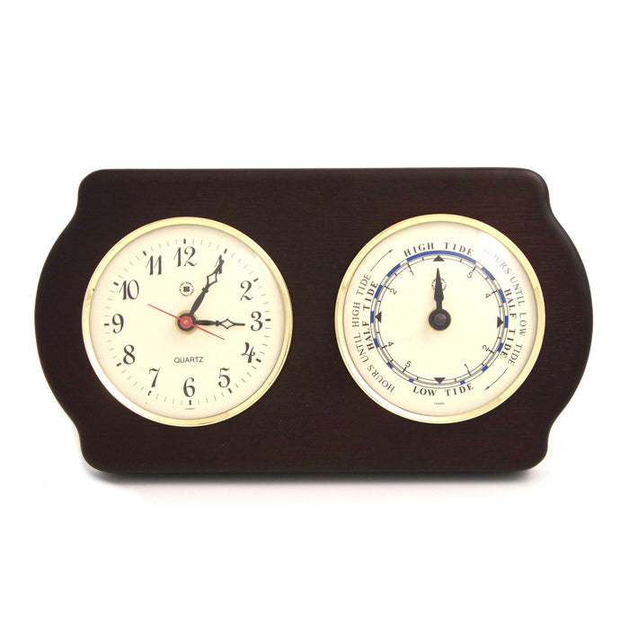 Occasion Gallery Ash Wood Color Quartz Clock and Tide Clock on Ash Wood with Brass Bezel. Wall Mounts Vertically or Horizontally. 6 L x 2 W x 11 H in.