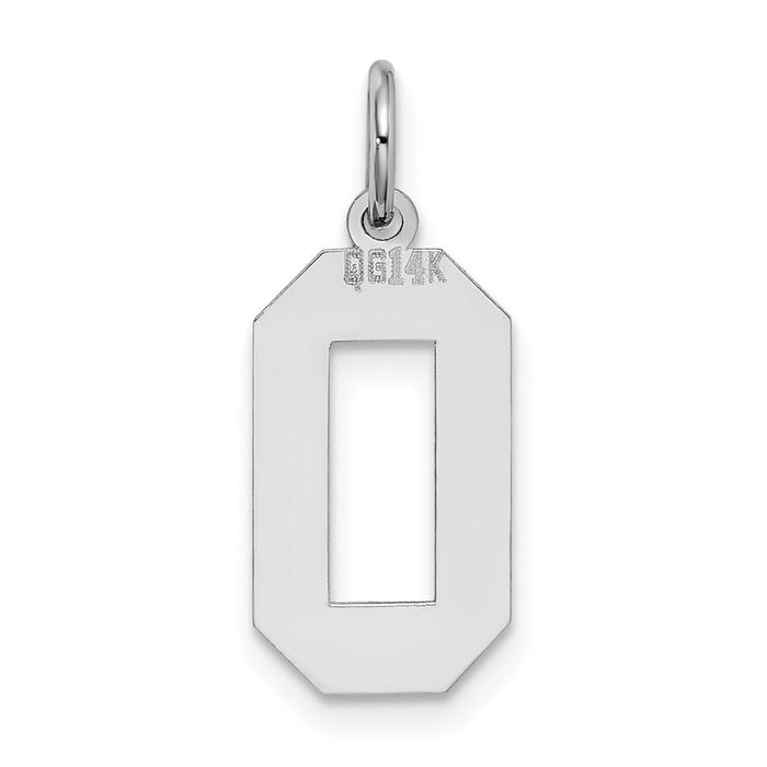 Million Charms 14K White Gold Themed Medium Satin Number 0 Charm