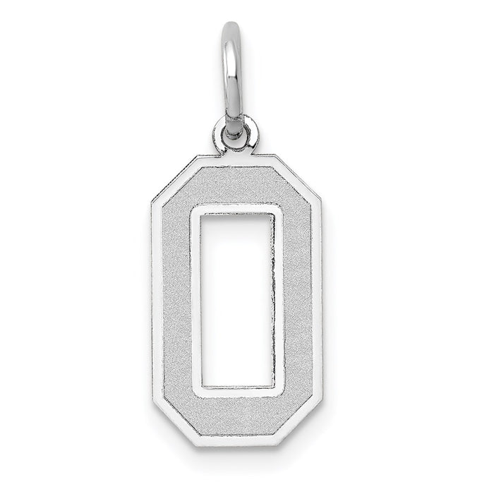 Million Charms 14K White Gold Themed Medium Satin Number 0 Charm