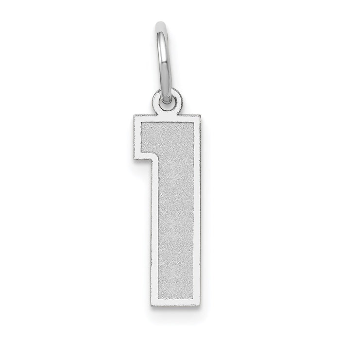 Million Charms 14K White Gold Themed Medium Satin Number 1 Charm