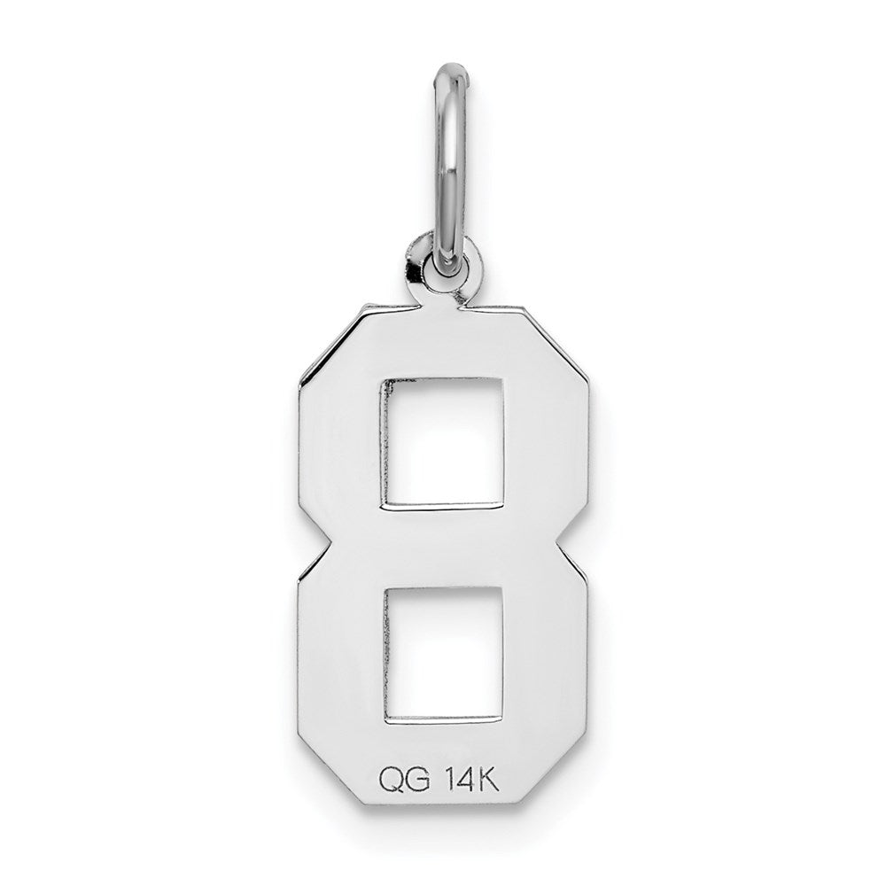 Million Charms 14K White Gold Themed Medium Satin Number 8 Charm
