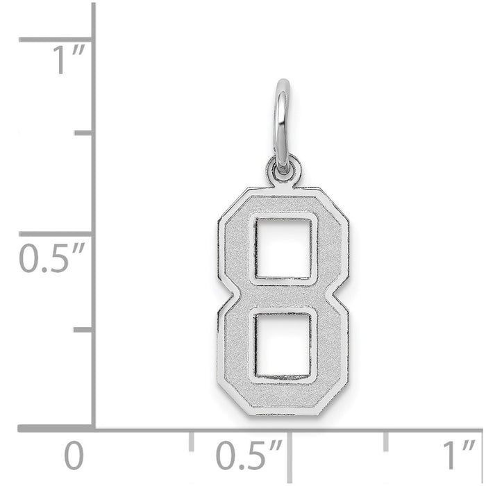 Million Charms 14K White Gold Themed Medium Satin Number 8 Charm