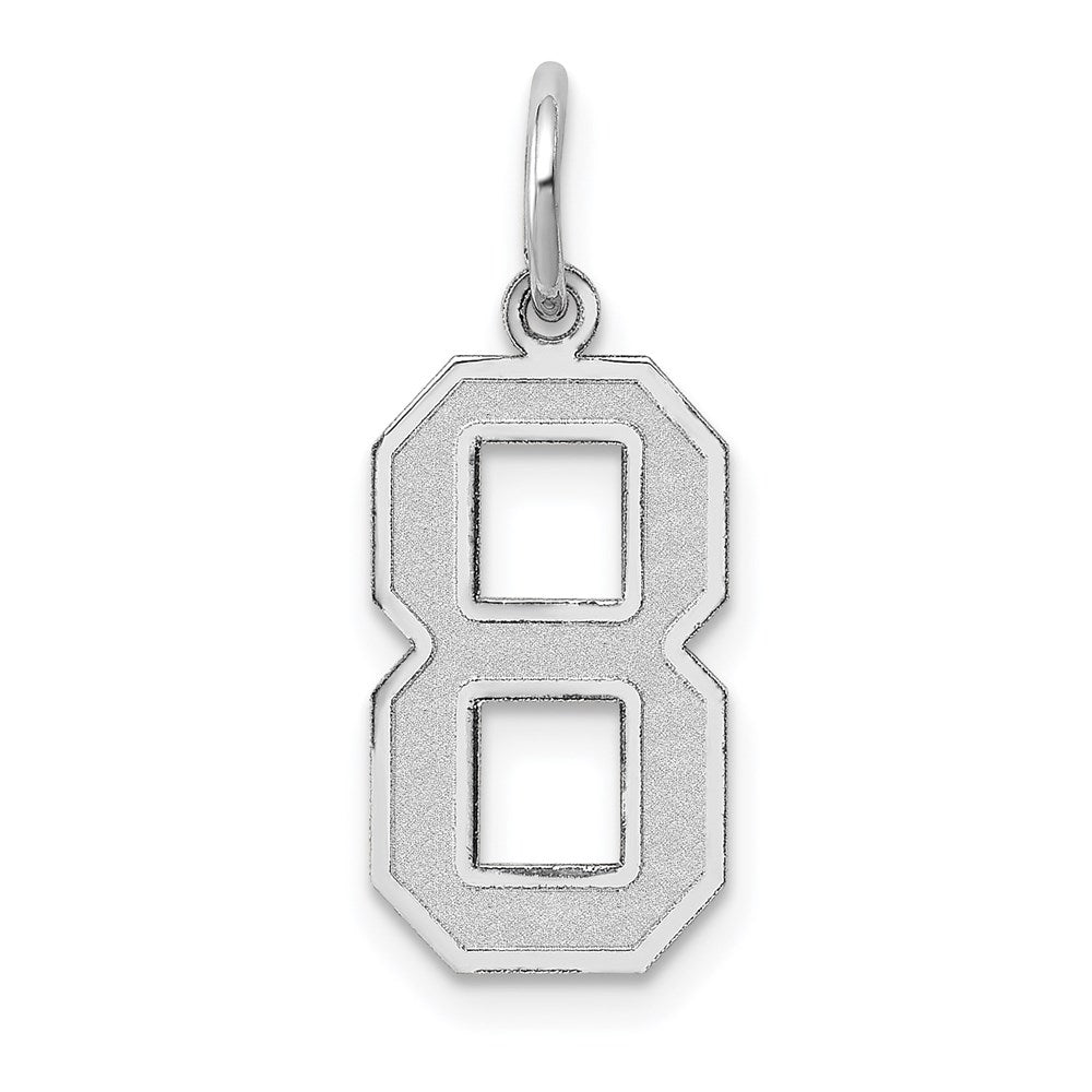 Million Charms 14K White Gold Themed Medium Satin Number 8 Charm