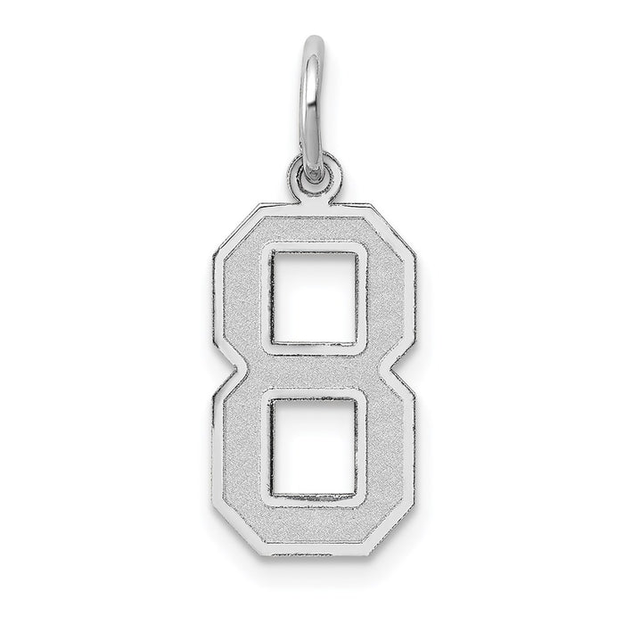 Million Charms 14K White Gold Themed Medium Satin Number 8 Charm