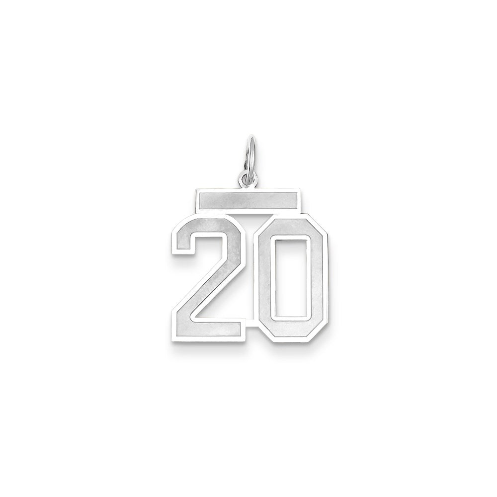 Million Charms 14K White Gold Themed Medium Satin Number 20 Charm