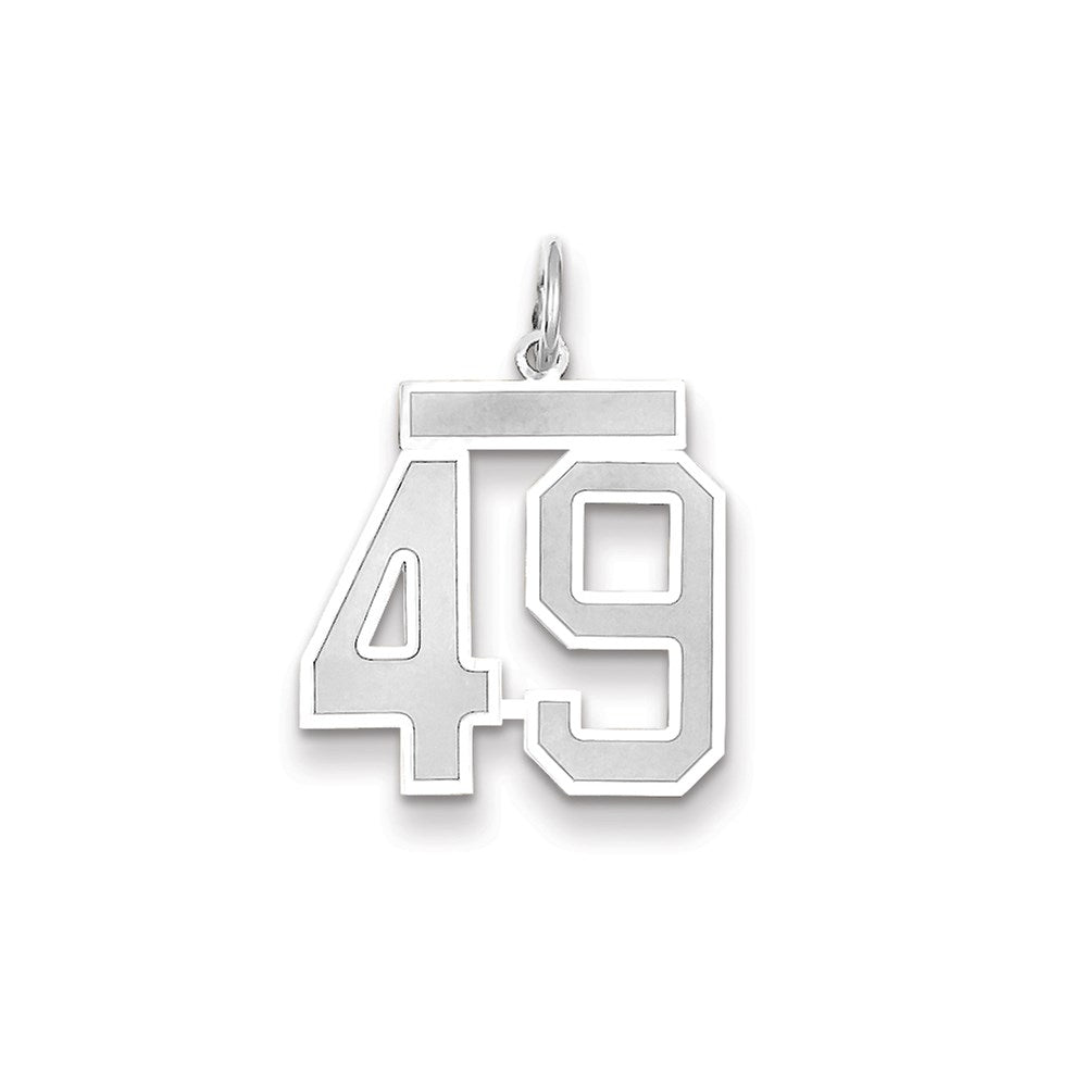 Million Charms 14K White Gold Themed Medium Satin Number 49 Charm