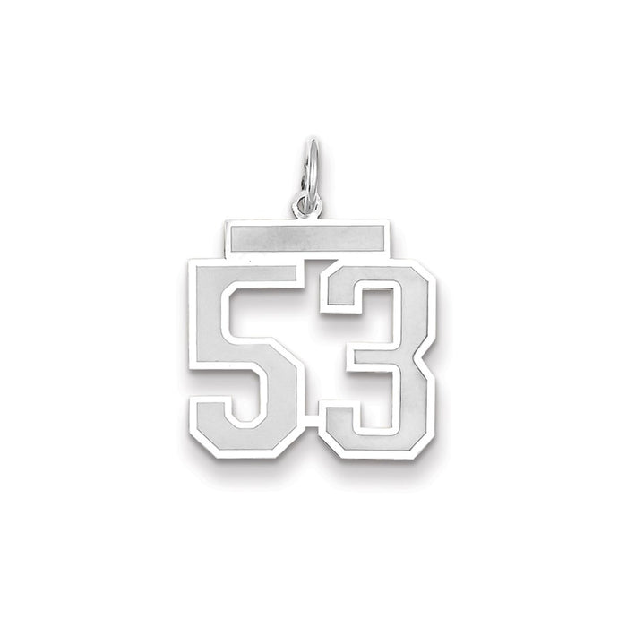 Million Charms 14K White Gold Themed Medium Satin Number 53 Charm