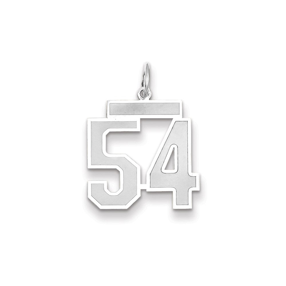 Million Charms 14K White Gold Themed Medium Satin Number 54 Charm