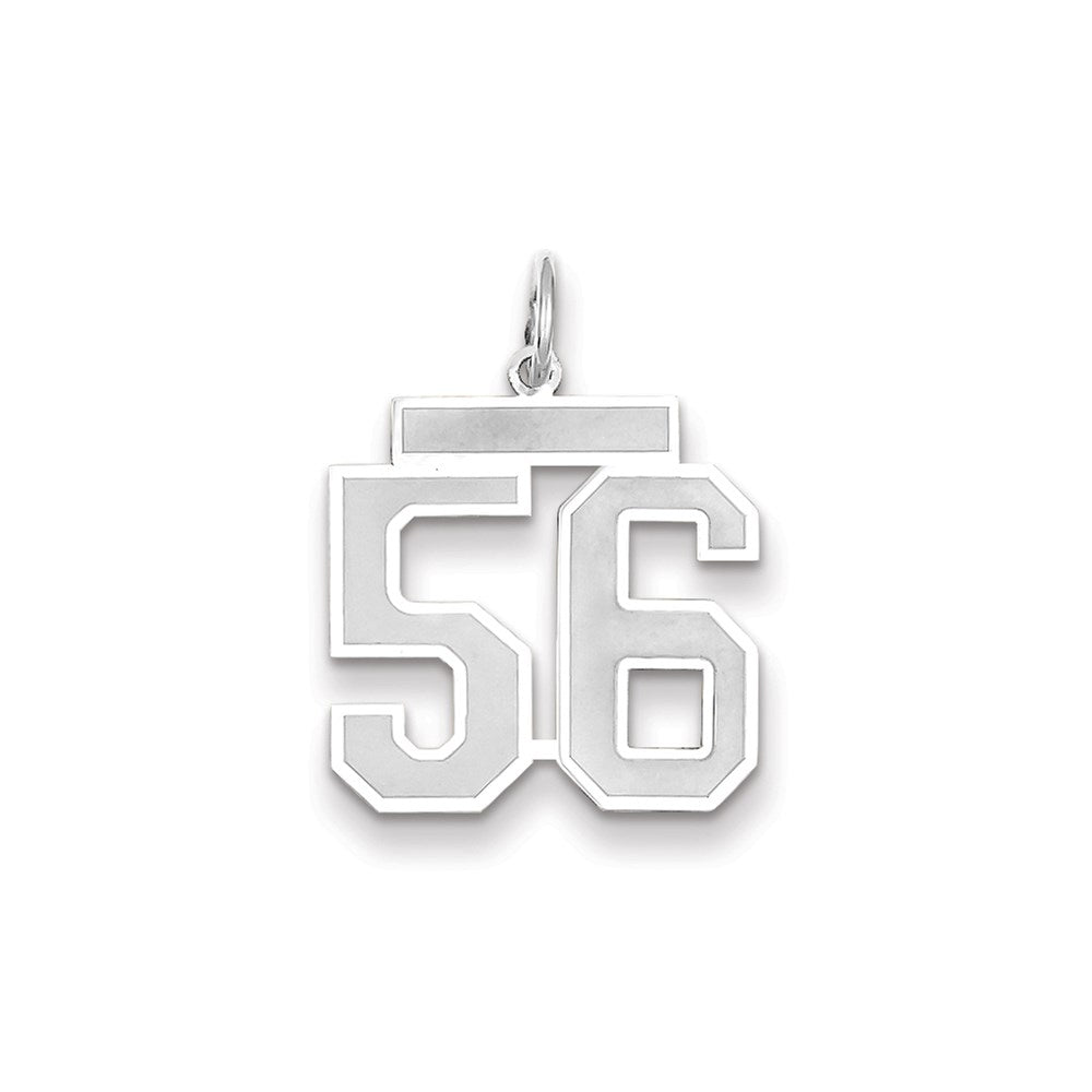 Million Charms 14K White Gold Themed Medium Satin Number 56 Charm