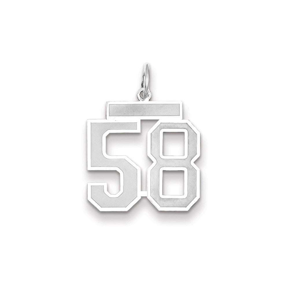Million Charms 14K White Gold Themed Medium Satin Number 58 Charm