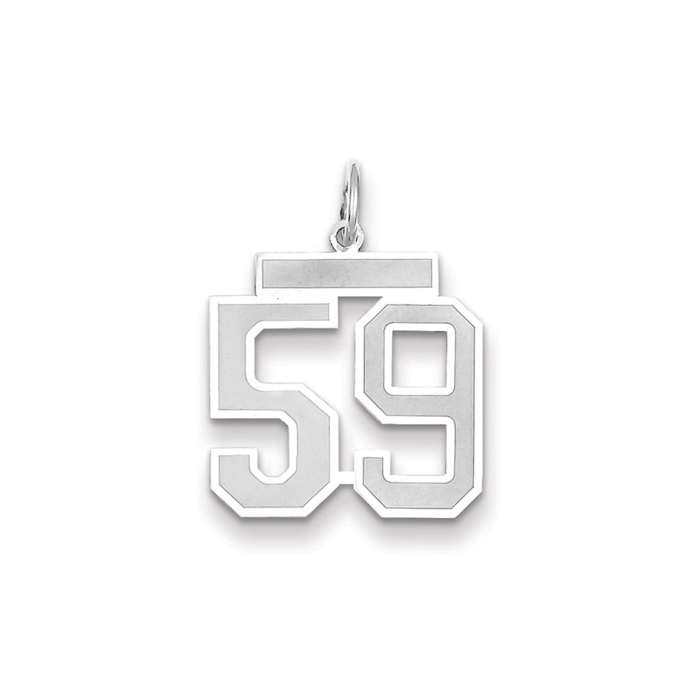 Million Charms 14K White Gold Themed Medium Satin Number 59 Charm