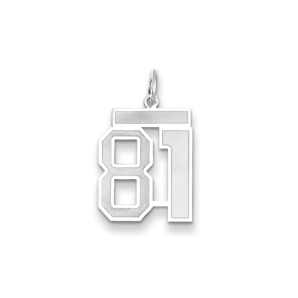 Million Charms 14K White Gold Themed Medium Satin Number 81 Charm