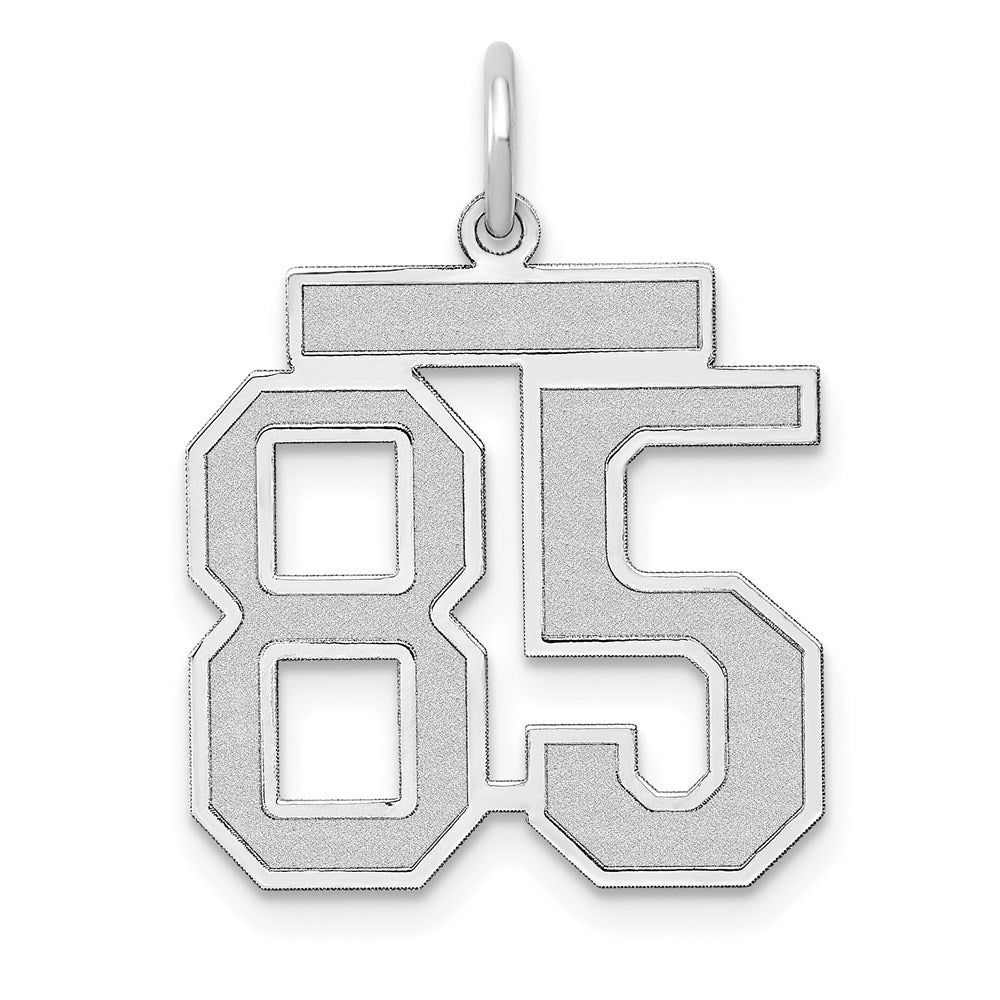 Million Charms 14K White Gold Themed Medium Satin Number 85 Charm