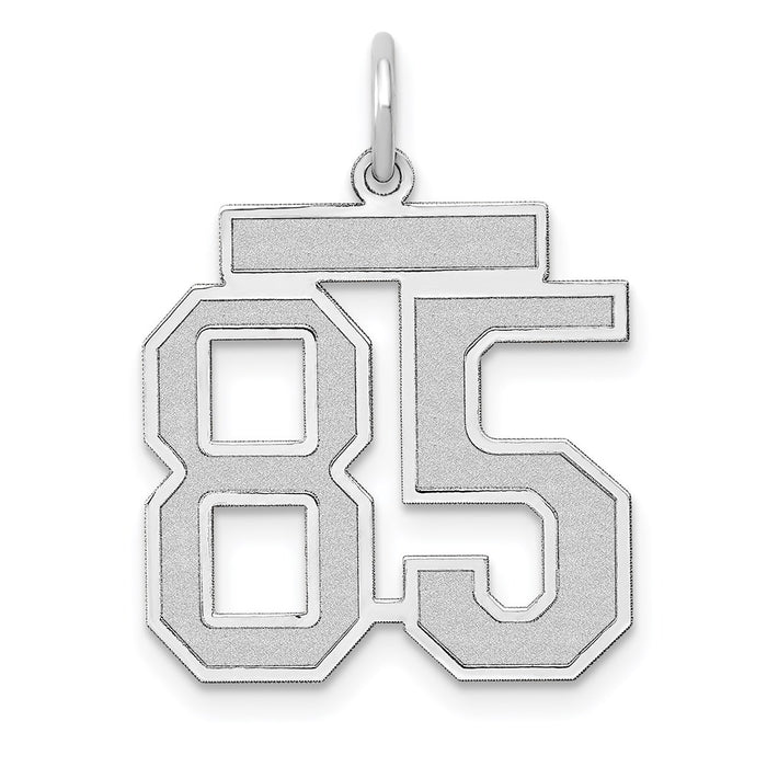 Million Charms 14K White Gold Themed Medium Satin Number 85 Charm