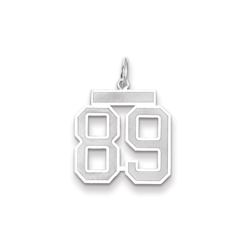 Million Charms 14K White Gold Themed Medium Satin Number 89 Charm