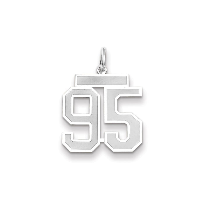 Million Charms 14K White Gold Themed Medium Satin Number 95 Charm