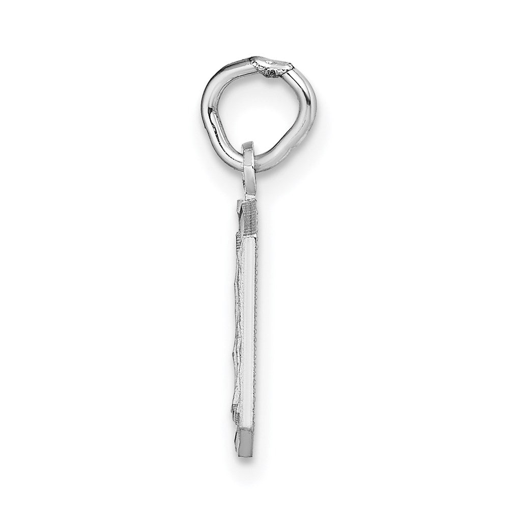 Million Charms 14K White Gold Themed Casted Small Diamond Cut Number 0 Charm