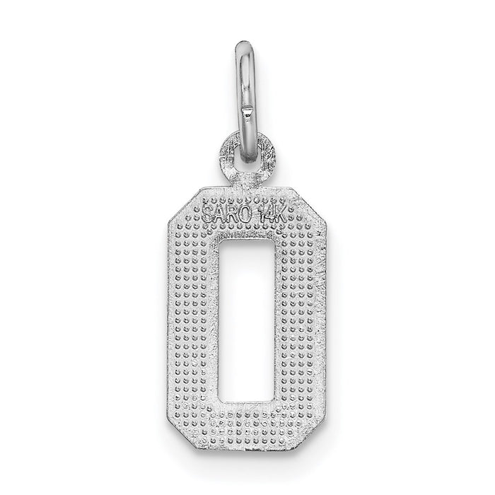 Million Charms 14K White Gold Themed Casted Small Diamond Cut Number 0 Charm