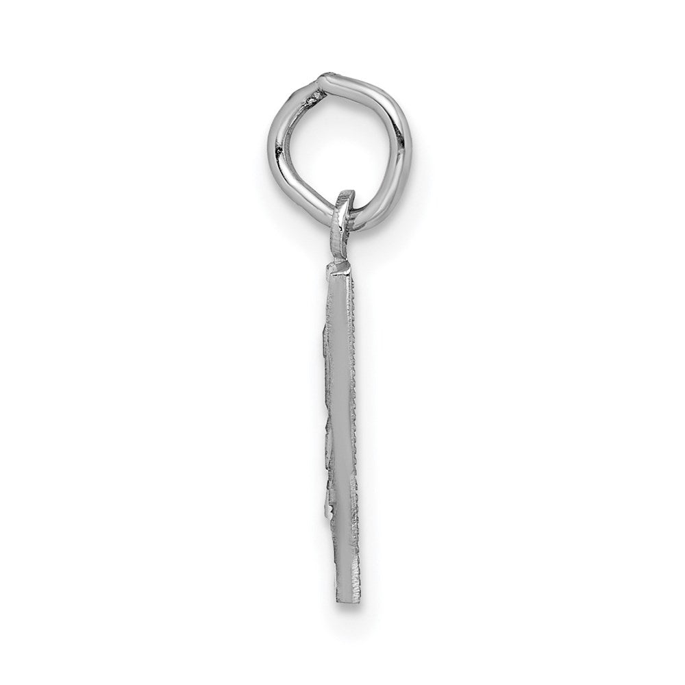 Million Charms 14K White Gold Themed Casted Small Diamond Cut Number 4 Charm
