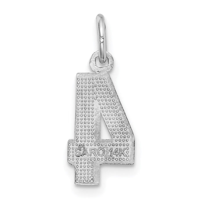 Million Charms 14K White Gold Themed Casted Small Diamond Cut Number 4 Charm