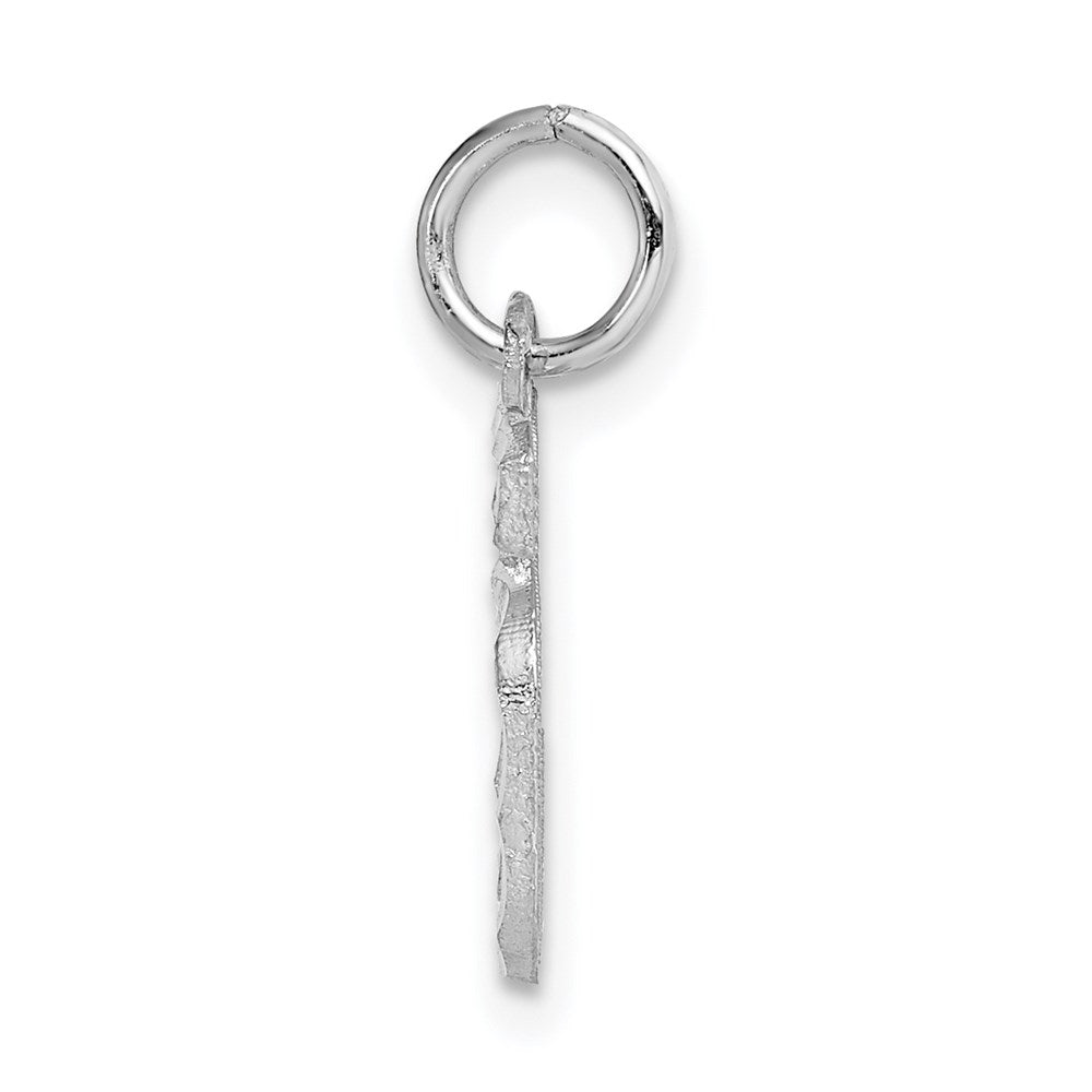Million Charms 14K White Gold Themed Casted Small Diamond Cut Number 5 Charm