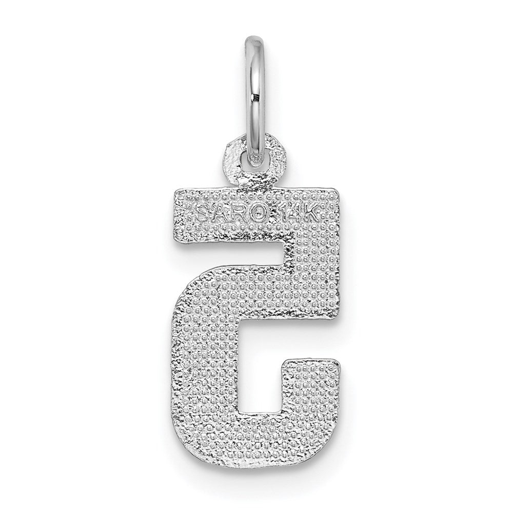 Million Charms 14K White Gold Themed Casted Small Diamond Cut Number 5 Charm