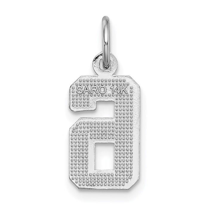 Million Charms 14K White Gold Themed Casted Small Diamond Cut Number 6 Charm