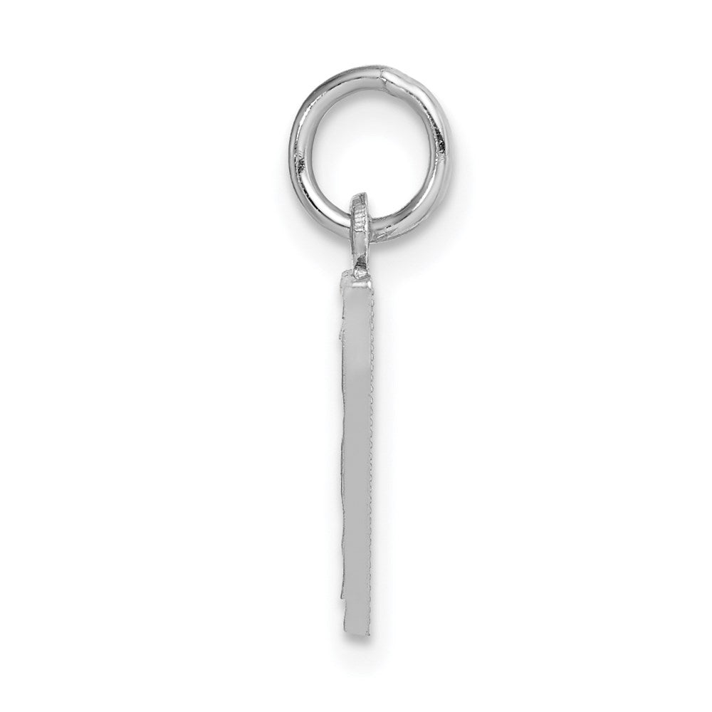 Million Charms 14K White Gold Themed Casted Small Diamond Cut Number 7 Charm