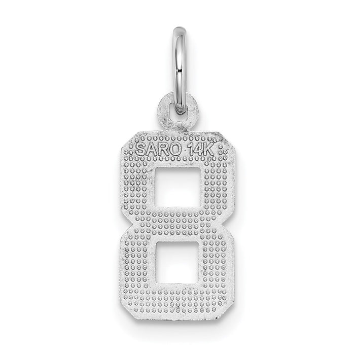 Million Charms 14K White Gold Themed Casted Small Diamond Cut Number 8 Charm