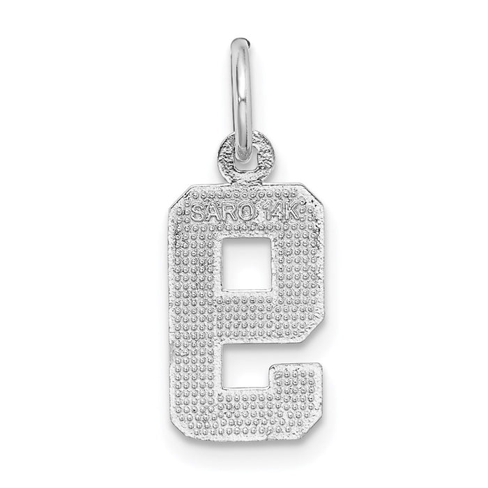 Million Charms 14K White Gold Themed Casted Small Diamond Cut Number 9 Charm