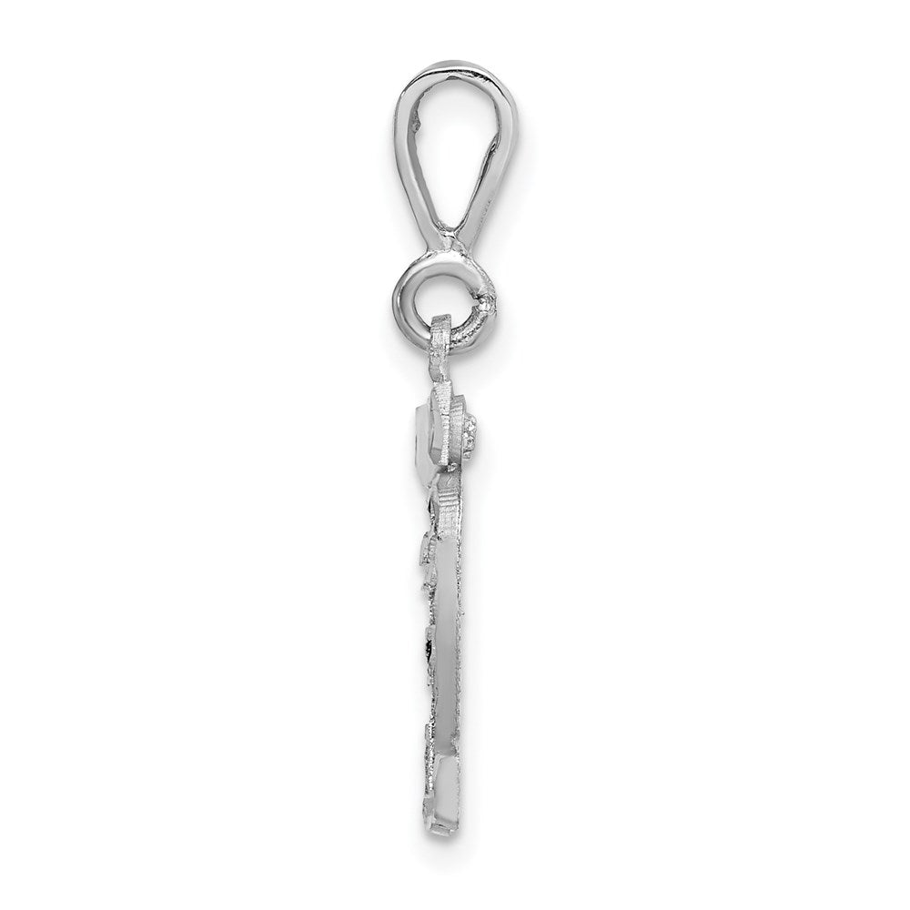 Million Charms 14K White Gold Themed Small Diamond-Cut Number 32 Charm