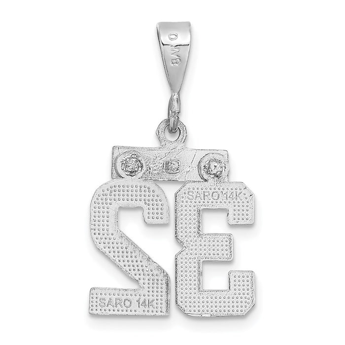 Million Charms 14K White Gold Themed Small Diamond-Cut Number 32 Charm
