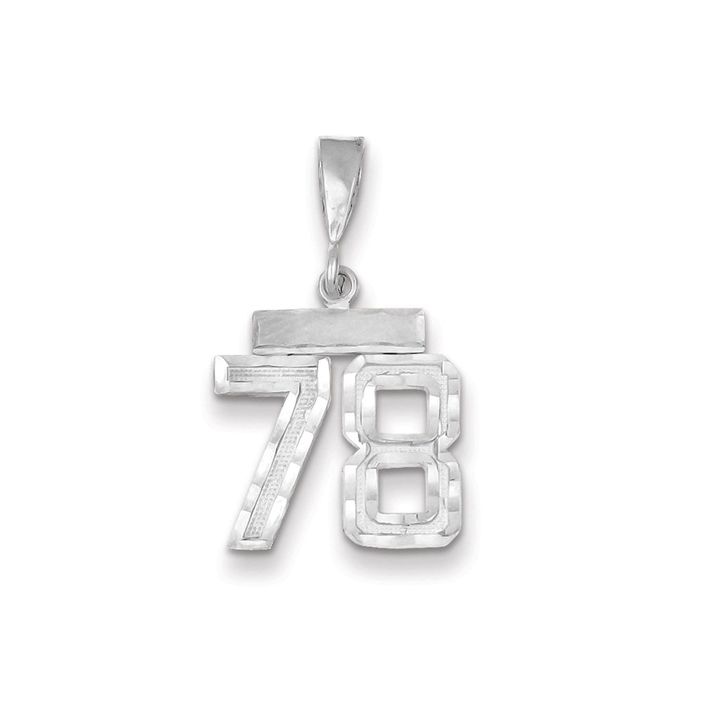 Million Charms 14K White Gold Themed Small Diamond-Cut Number 78 Charm
