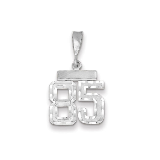 Million Charms 14K White Gold Themed Small Diamond-Cut Number 85 Charm