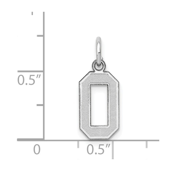 Million Charms 14K White Gold Themed Small Satin Number 0 Charm