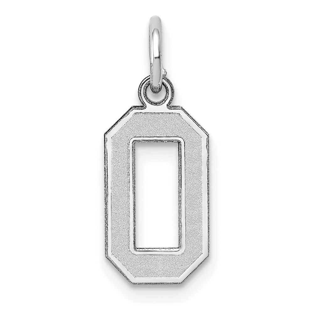 Million Charms 14K White Gold Themed Small Satin Number 0 Charm
