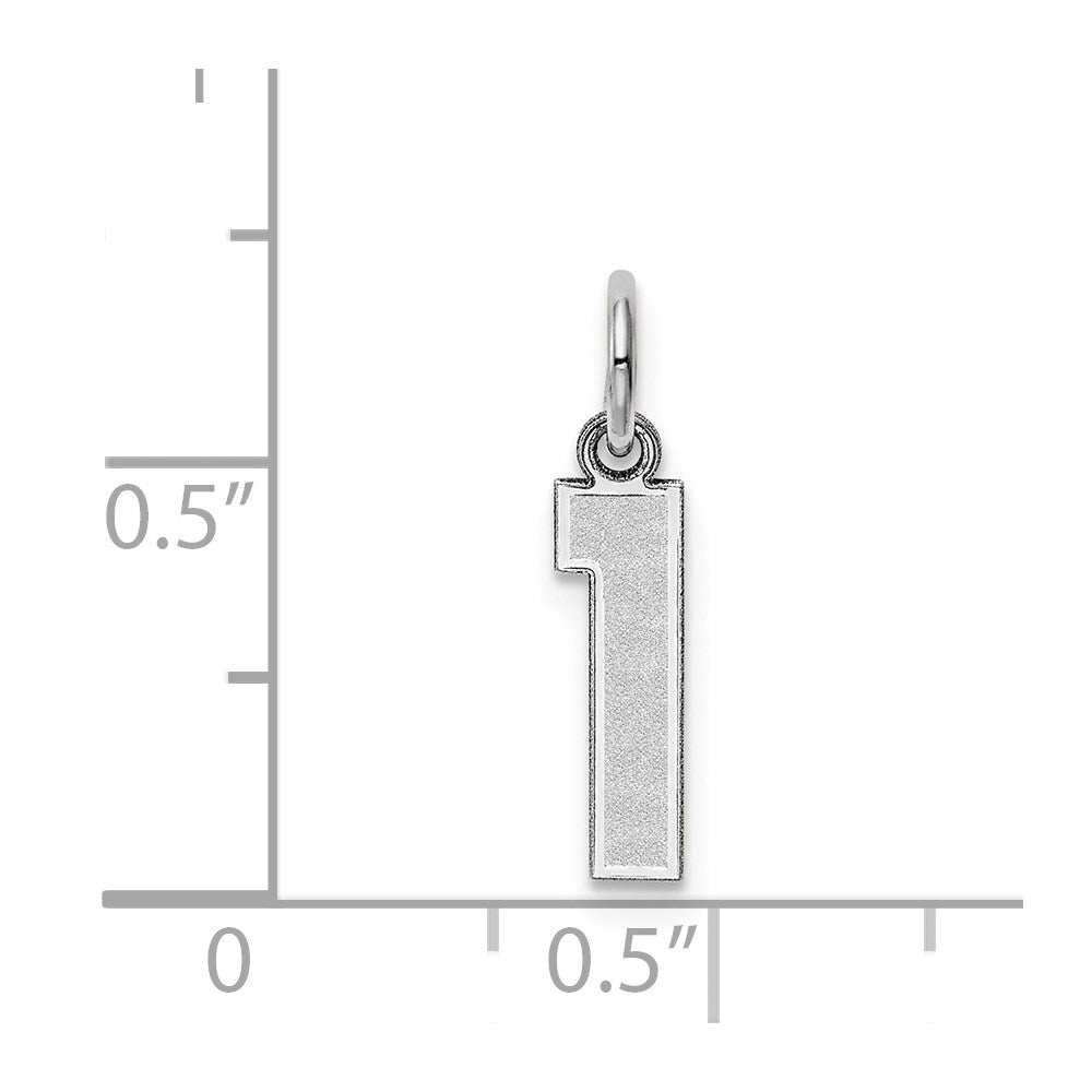 Million Charms 14K White Gold Themed Small Satin Number 1 Charm
