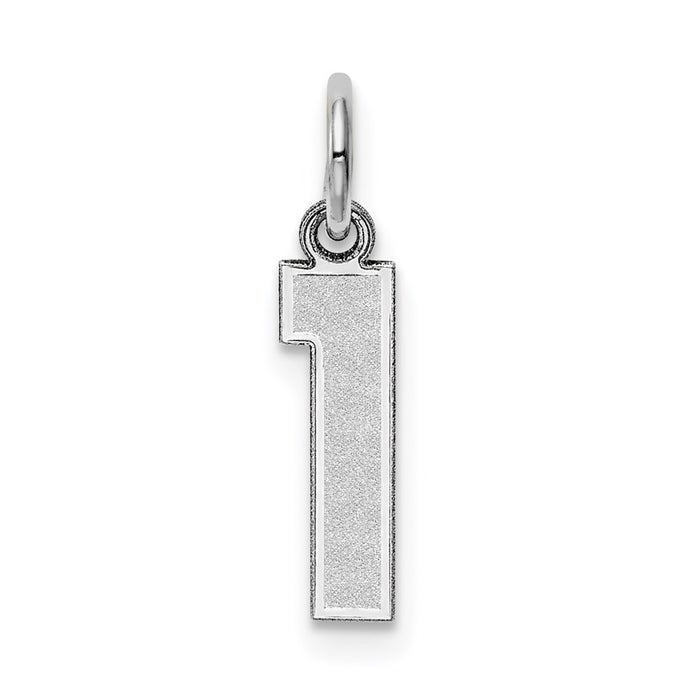 Million Charms 14K White Gold Themed Small Satin Number 1 Charm