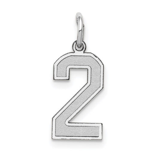 Million Charms 14K White Gold Themed Small Satin Number 2 Charm