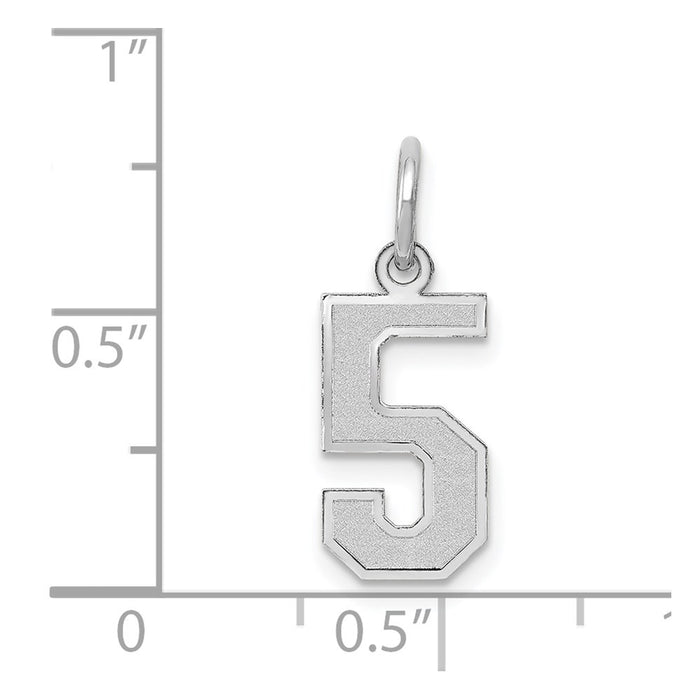 Million Charms 14K White Gold Themed Small Satin Number 5 Charm