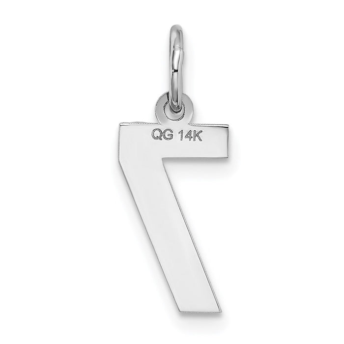 Million Charms 14K White Gold Themed Small Satin Number 7 Charm