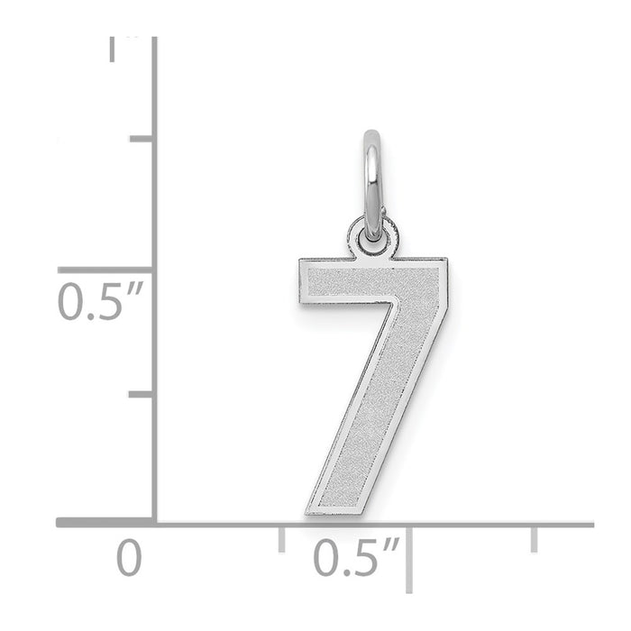 Million Charms 14K White Gold Themed Small Satin Number 7 Charm
