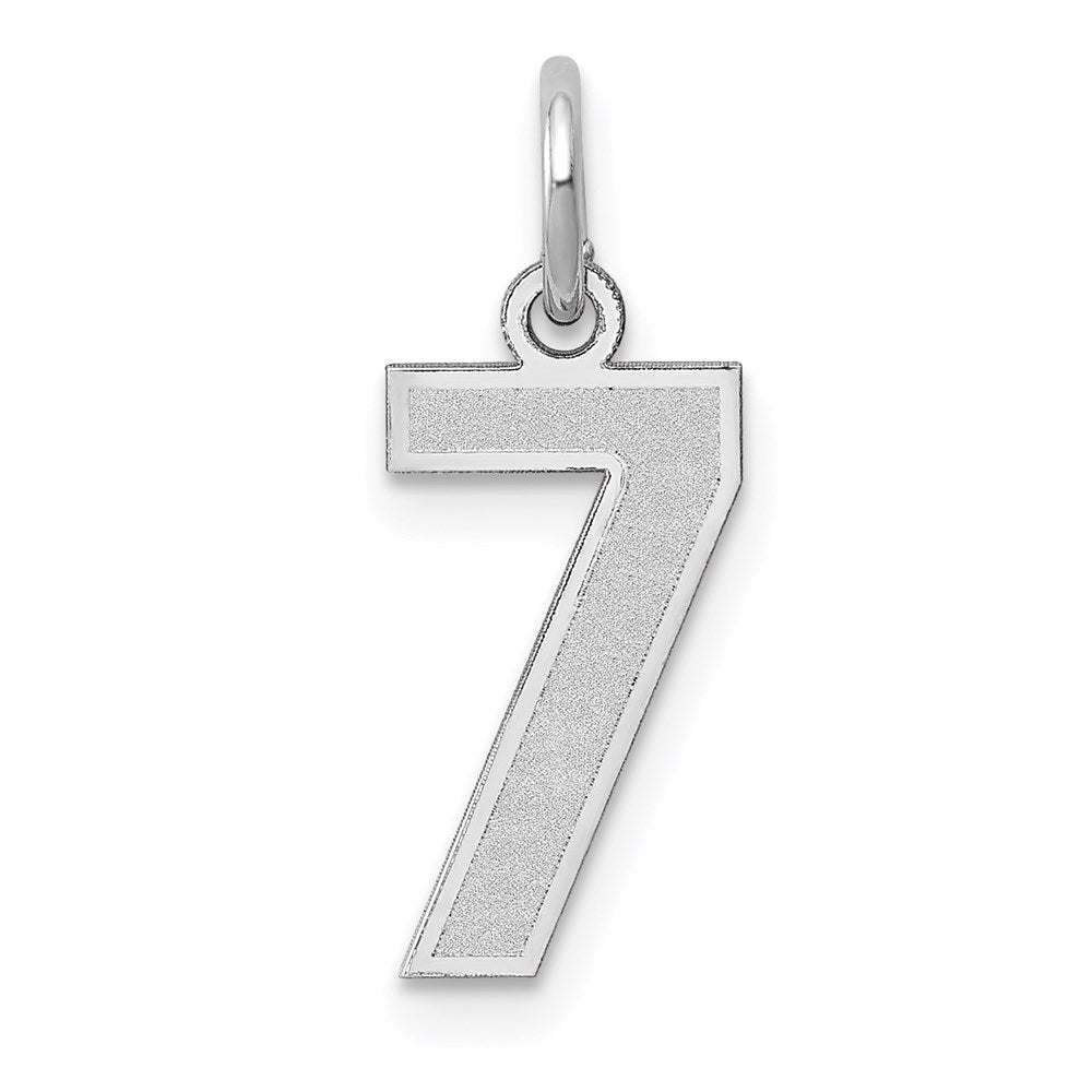 Million Charms 14K White Gold Themed Small Satin Number 7 Charm